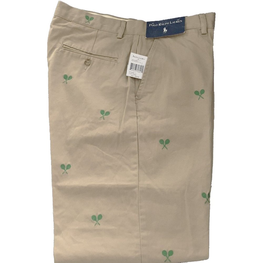 NEW $165 Vintage Polo Ralph Lauren Chinos Pants! Tan 38 x 30 Tennis Racquets